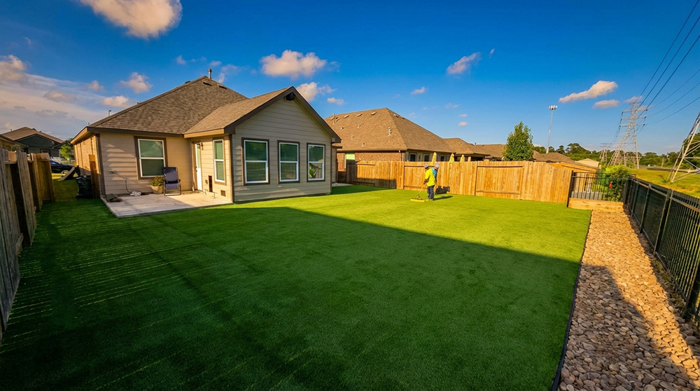 Artificial turf installation in Baytown, TX