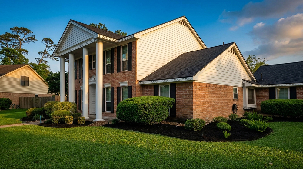 Front yard landscaping project in Baytown, Texas