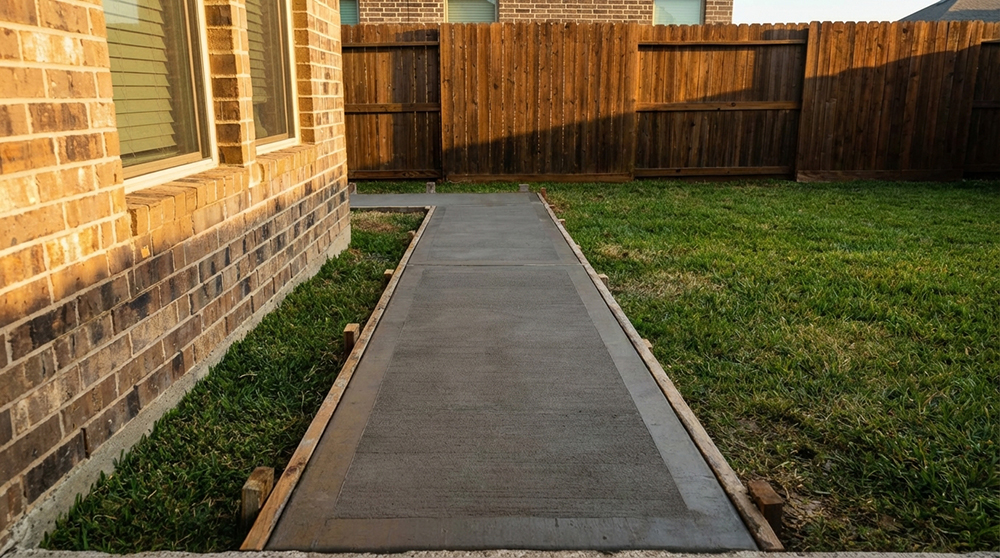 Concrete walkway installation project in Baytown, TX