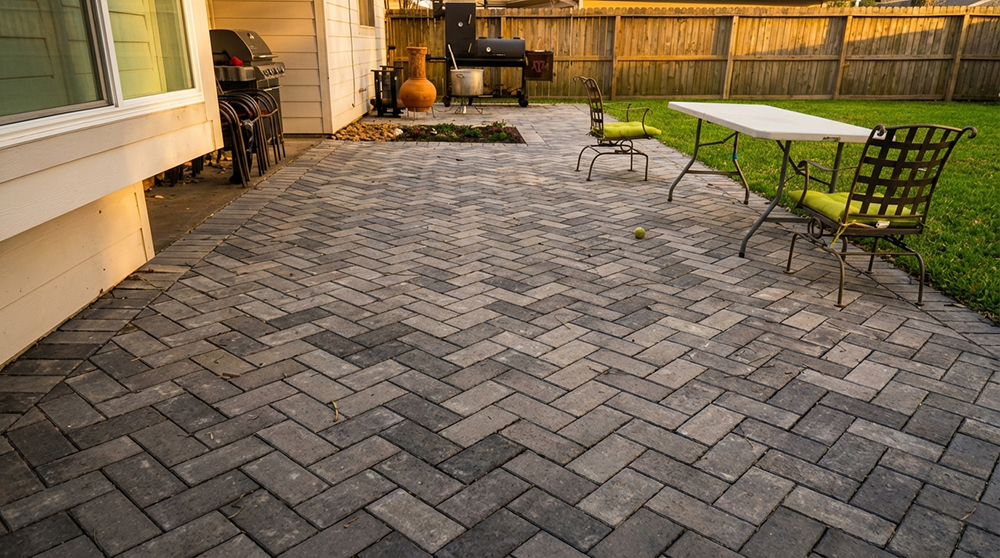 Outdoor kitchen with paver patio