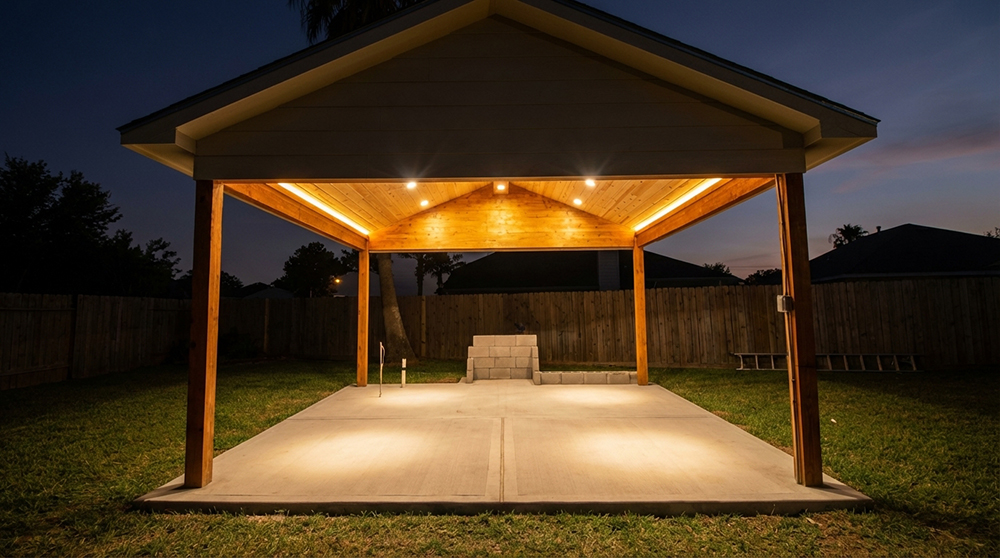 Outdoor kitchen patio concrete work