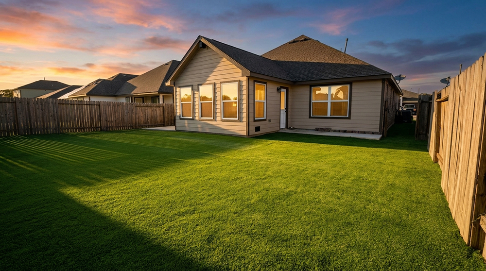 Artificial turf backyard landscaping
