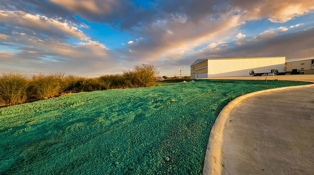 Commercial hydroseeding landscape installation